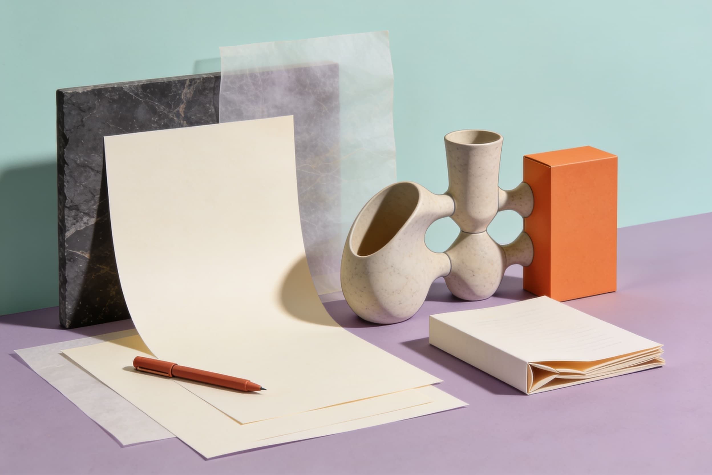 Tactile balance and document objects arranged on a work surface
