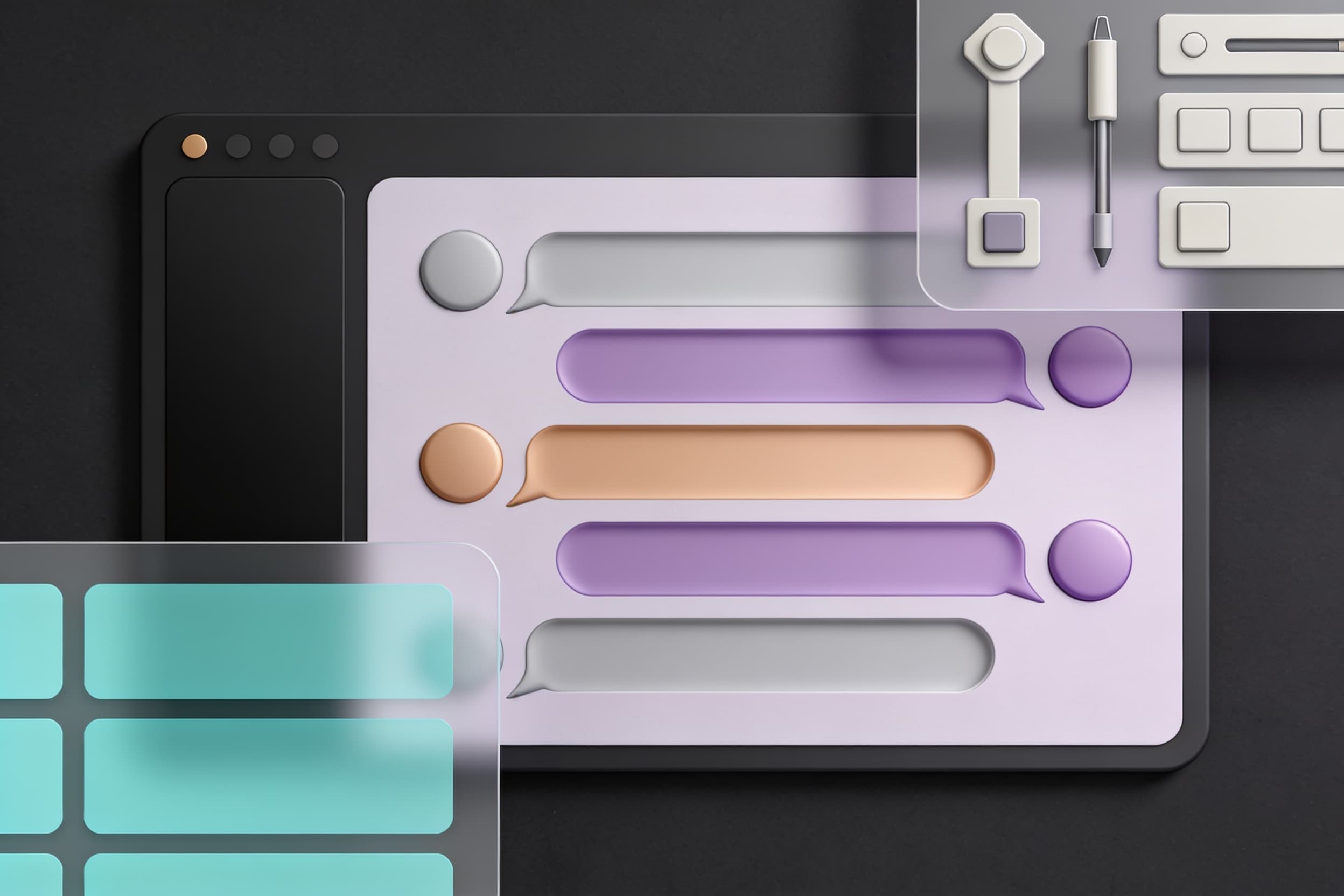 A layered graphite chat workspace with conversation, source, and model tool panels